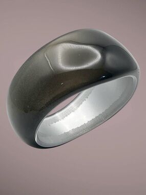 Vintage Asymmetrical Gray Moonglow Lucite Bangle Bracelet Chunky MCM Estate